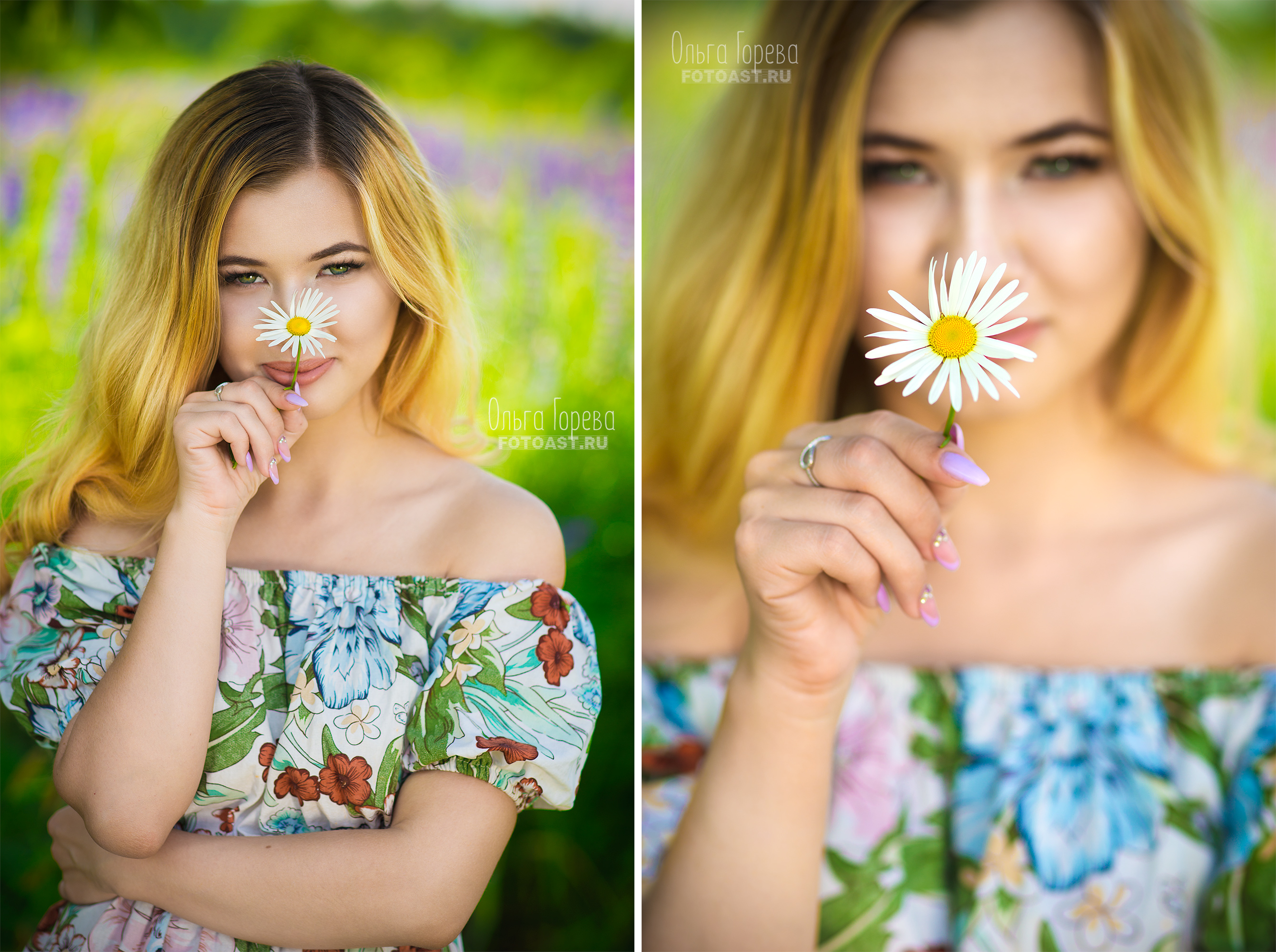 Фотосессия девушки летом в цветущих люпинах в Кирове