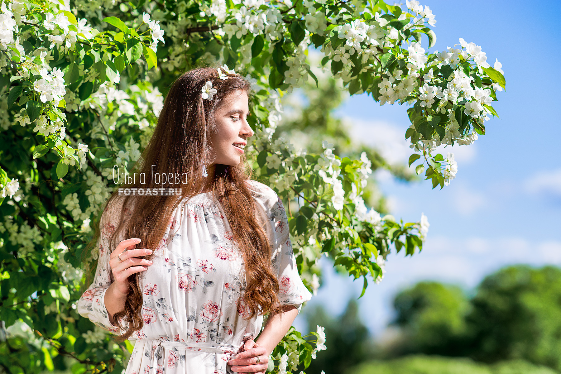 Фотосессия в цветущих яблонях в Кирове