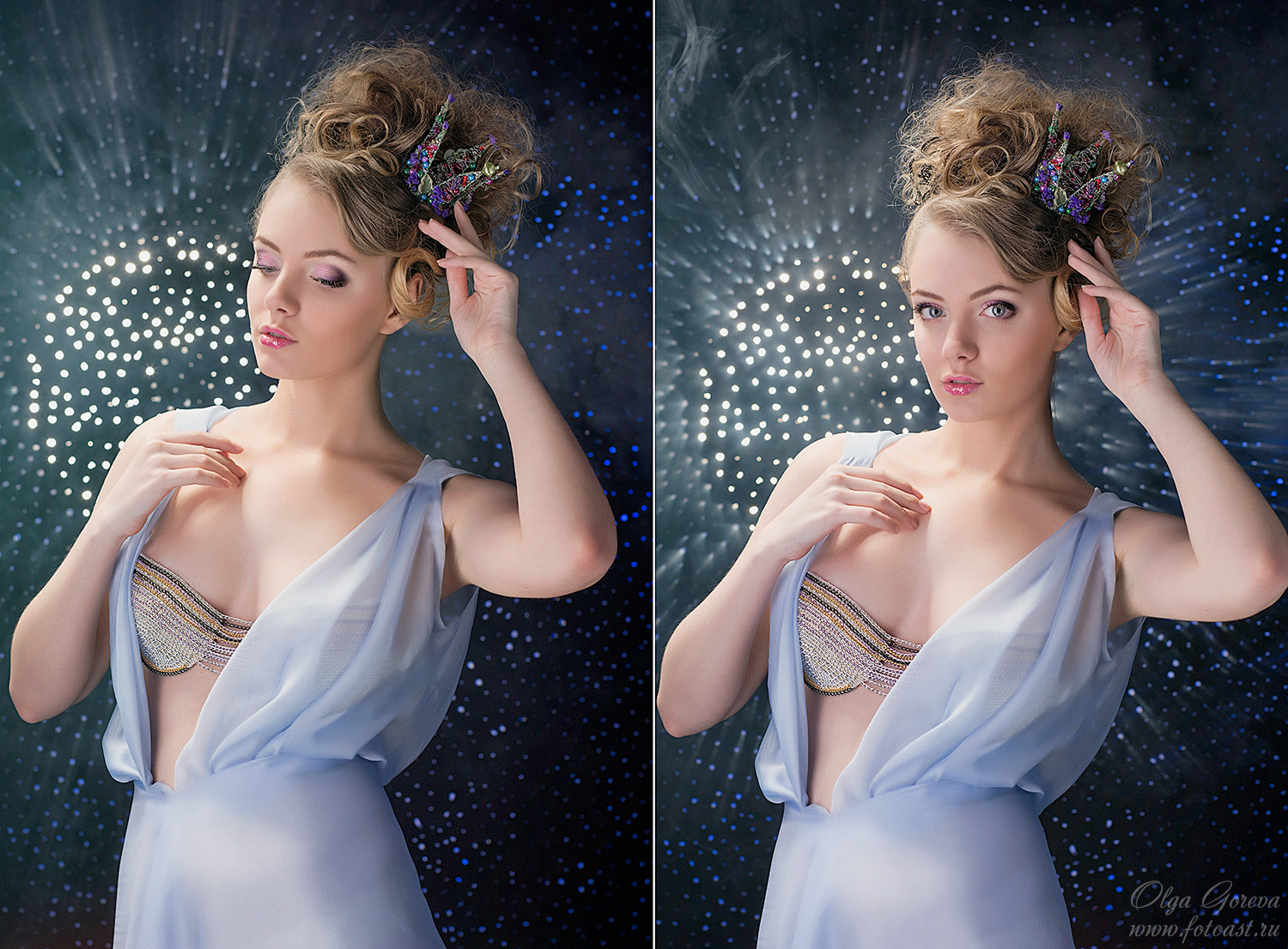 Творческая фотосессия в студии с оригинальным фоном